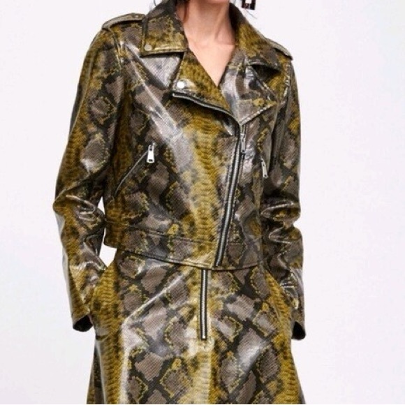 Zara Jackets & Blazers - Zara NWOT Snake Motto Jacket faux size medium